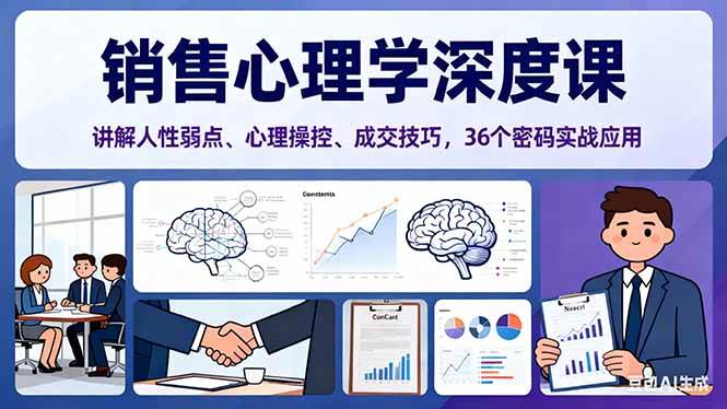 （16456期）销售心理学深度课，讲解人性弱点、心理操控、成交技巧，36个密码实战应用网赚项目-副业赚钱-互联网创业-资源整合白嫖の网赚