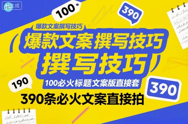 爆款文案撰写技巧，100个必火标题文案模版直接套，390条必火文案直接拍网赚项目-副业赚钱-互联网创业-资源整合白嫖の网赚