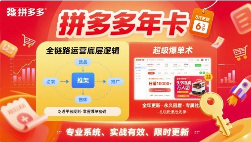 拼多多年卡，拼多多全链路运营底层逻辑，超级爆单术【更新10月】网赚项目-副业赚钱-互联网创业-资源整合白嫖の网赚