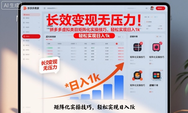 长效变现无压力!拼多多虚拟类目矩阵化实操技巧,轻松实现日入1k【揭秘】网赚项目-副业赚钱-互联网创业-资源整合白嫖の网赚
