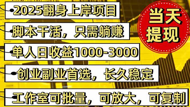 （16501期）2025翻身上岸项目脚本干活，内部客户经理内部开号，单人日收益1000-300…网赚项目-副业赚钱-互联网创业-资源整合白嫖の网赚