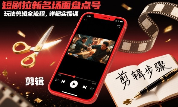 短剧拉新名场面盘点号玩法剪辑全流程，详细实操课网赚项目-副业赚钱-互联网创业-资源整合白嫖の网赚