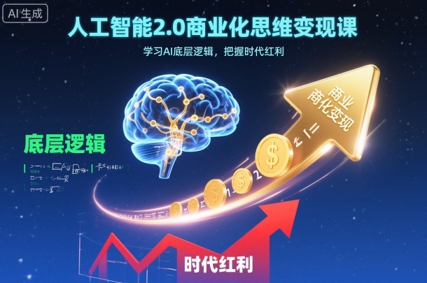 人工智能2.0商业化思维变现课,学习AI底层逻辑,把握时代红利网赚项目-副业赚钱-互联网创业-资源整合白嫖の网赚