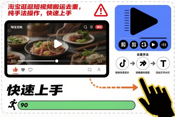 淘宝逛逛短视频搬运去重，纯手法操作，快速上手网赚项目-副业赚钱-互联网创业-资源整合白嫖の网赚