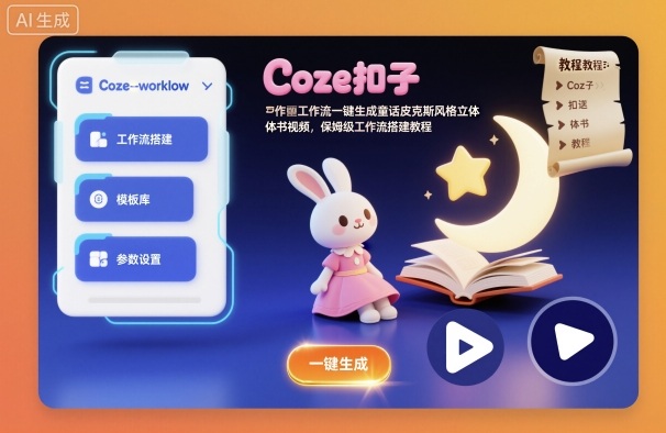 Coze扣子工作流一键生成童话皮克斯风格立体书视频,保姆级工作流搭建教程网赚项目-副业赚钱-互联网创业-资源整合白嫖の网赚