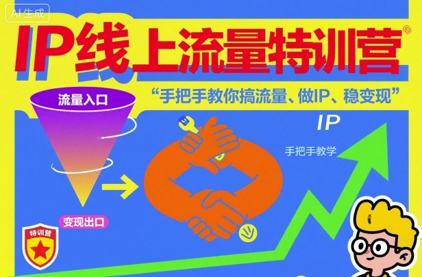 IP线上流量特训营，手把手教你搞流量、做IP、稳变现网赚项目-副业赚钱-互联网创业-资源整合白嫖の网赚