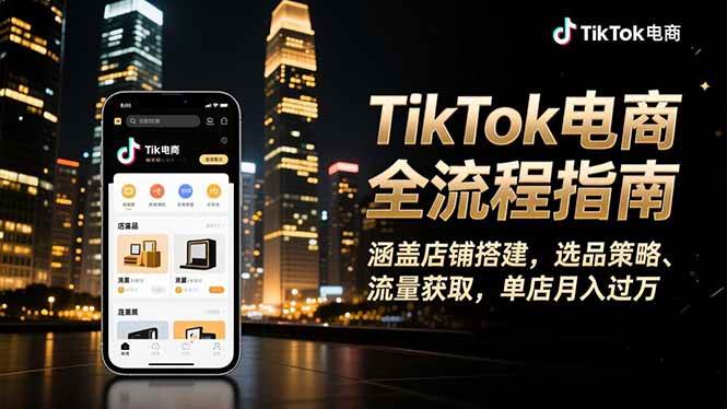 （16524期）TikTok电商全流程指南，涵盖店铺搭建、选品策略、流量获取，单店月入过万网赚项目-副业赚钱-互联网创业-资源整合白嫖の网赚