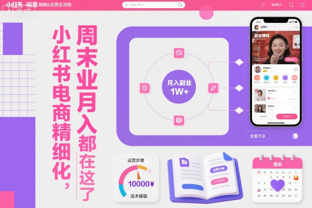 小红书电商精细化运营全流程，周末副业月入1W+，全套方法都在这了网赚项目-副业赚钱-互联网创业-资源整合白嫖の网赚