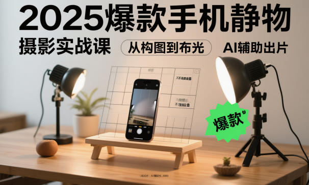 2025爆款手机静物摄影实战课，从构图到布光，不用贵设备，AI辅助出片网赚项目-副业赚钱-互联网创业-资源整合白嫖の网赚