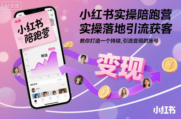 小红书实操陪跑营，实操落地引流获客，教你打造一个持续引流变现的账号网赚项目-副业赚钱-互联网创业-资源整合白嫖の网赚