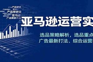 亚马逊运营实操,选品策略解析,选品重点方法、广告最新打法、综合运营技巧等