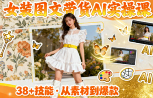 女装图文带货的AI实操课，覆盖38个实用技能，快速提升素材制作效率网赚项目-副业赚钱-互联网创业-资源整合白嫖の网赚