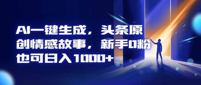 (16581期)AI一键生成,头条原创情感故事,新手0粉也可日入1000+网赚项目-副业赚钱-互联网创业-资源整合白嫖の网赚