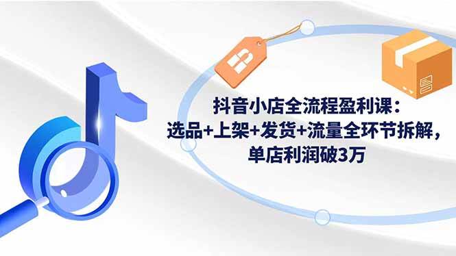 （16593期）抖音小店全流程盈利课：选品+上架+发货+流量全环节拆解，单店利润破3万网赚项目-副业赚钱-互联网创业-资源整合白嫖の网赚