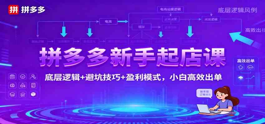 拼多多新手起店课：底层逻辑+避坑技巧+盈利模式，小白高效出单网赚项目-副业赚钱-互联网创业-资源整合白嫖の网赚