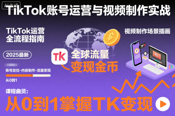 2025最新TikTok账号运营与视频制作实战全流程，从0到1掌握TK变现（含11月最新TK搬运技术）网赚项目-副业赚钱-互联网创业-资源整合白嫖の网赚