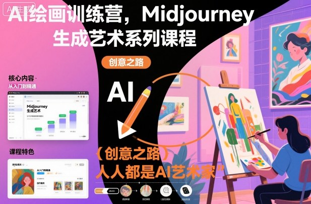 AI绘画训练营，Midjourney生成艺术系列课程，人人都是AI艺术家网赚项目-副业赚钱-互联网创业-资源整合白嫖の网赚