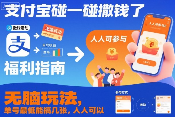 支付宝碰一碰撒钱了，无脑玩法，单号最低能搞几张，人人可以撸【揭秘】网赚项目-副业赚钱-互联网创业-资源整合白嫖の网赚