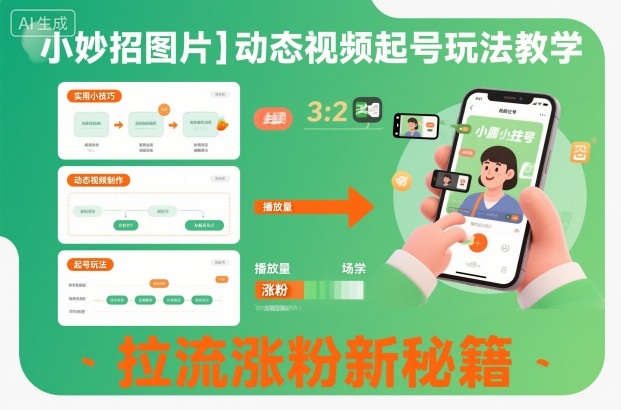 小妙招图片＋动态视频起号玩法教学，拉流涨粉新秘籍网赚项目-副业赚钱-互联网创业-资源整合白嫖の网赚