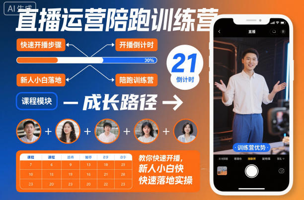 直播运营陪跑训练营，教你快速开播，新人小白快速落地实操网赚项目-副业赚钱-互联网创业-资源整合白嫖の网赚