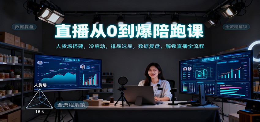 直播从0到爆陪跑课：人货场搭建，冷启动，排品选品，数据复盘，解锁直播全流程网赚项目-副业赚钱-互联网创业-资源整合白嫖の网赚