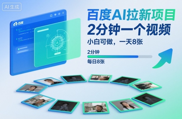 百度AI拉新项目，2分钟一个视频，小白可做，一天8张【附案例+保姆级教程】网赚项目-副业赚钱-互联网创业-资源整合白嫖の网赚
