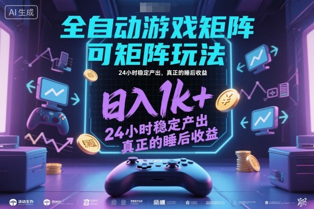 全自动游戏掘金，可矩阵操作，日入1k+，24小时稳定产出，真正的睡后收益【揭秘】网赚项目-副业赚钱-互联网创业-资源整合白嫖の网赚