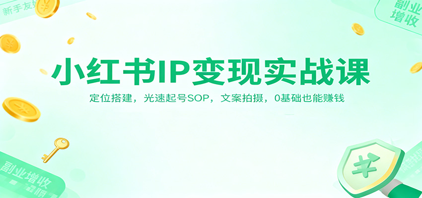小红书IP变现实战课：定位搭建，光速起号SOP，文案拍摄，0基础也能赚钱网赚项目-副业赚钱-互联网创业-资源整合白嫖の网赚