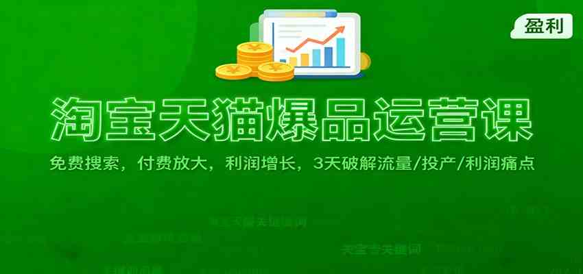 淘宝天猫爆品运营课：免费搜索，付费放大，利润增长，3天破解流量/投产/利润痛点网赚项目-副业赚钱-互联网创业-资源整合白嫖の网赚