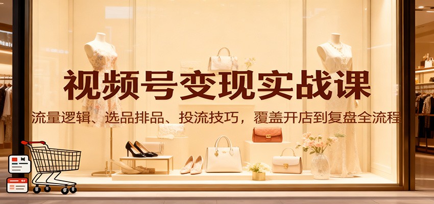 视频号变现实战课：流量逻辑、选品排品、投流技巧，覆盖开店到复盘全流程网赚项目-副业赚钱-互联网创业-资源整合白嫖の网赚