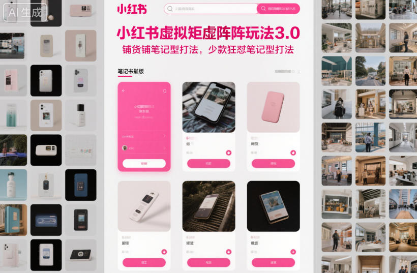 小红书虚拟矩阵玩法3.0，铺货铺笔记型打法，少款狂怼笔记型打法网赚项目-副业赚钱-互联网创业-资源整合白嫖の网赚