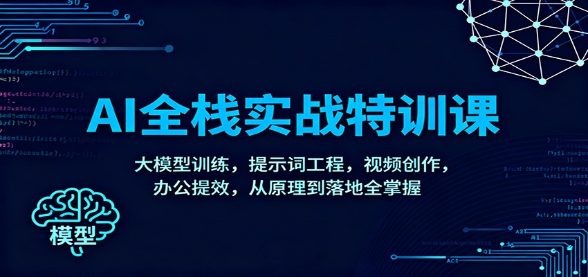 AI全栈实战特训课：大模型训练，提示词工程，视频创作，办公提效，从原理到落地全掌握网赚项目-副业赚钱-互联网创业-资源整合白嫖の网赚