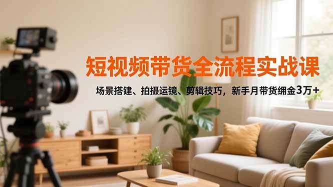 （16680期）短视频带货全流程实战课，场景搭建、拍摄运镜、剪辑技巧，新手月带货佣金3万+网赚项目-副业赚钱-互联网创业-资源整合白嫖の网赚
