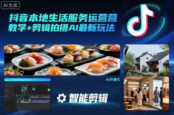 抖音本地生活服务运营教学+剪辑拍摄AI最新玩法网赚项目-副业赚钱-互联网创业-资源整合白嫖の网赚