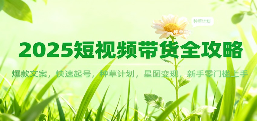 2025短视频带货全攻略：爆款文案，快速起号，种草计划，星图变现，新手零门槛上手网赚项目-副业赚钱-互联网创业-资源整合白嫖の网赚
