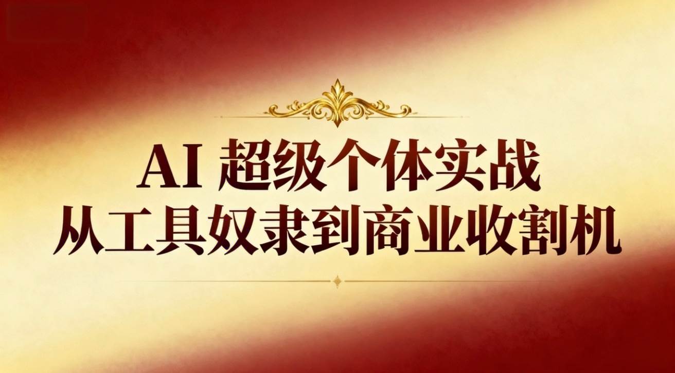 （16718期）AI超级个体实战：从工具奴隶到商业收割机网赚项目-副业赚钱-互联网创业-资源整合白嫖の网赚