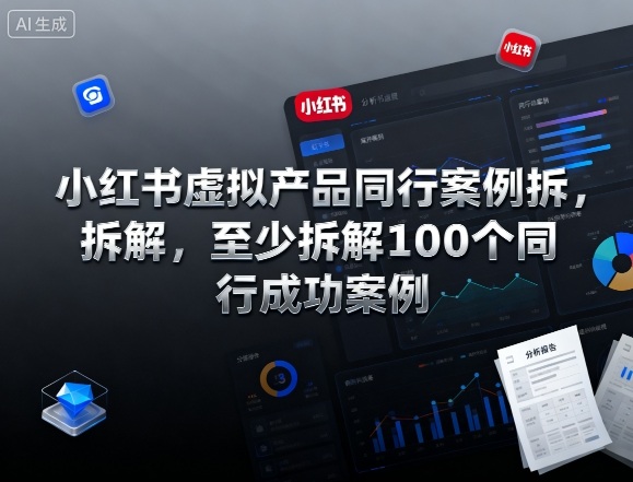 小红书虚拟产品同行案例拆解，至少拆解100个同行成功案例（完结）网赚项目-副业赚钱-互联网创业-资源整合白嫖の网赚