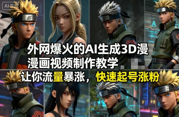 外网爆火的AI生成3D漫画视频制作教学，让你流量暴涨，快速起号涨粉！网赚项目-副业赚钱-互联网创业-资源整合白嫖の网赚