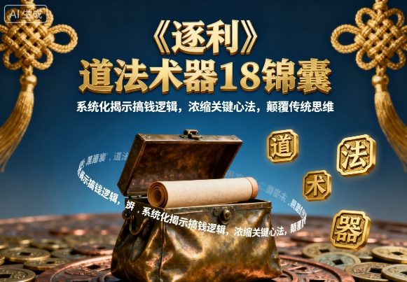 《逐利》道法术器18锦囊，系统化揭示搞钱逻辑，浓缩关键心法，颠覆传统思维（更新）网赚项目-副业赚钱-互联网创业-资源整合白嫖の网赚