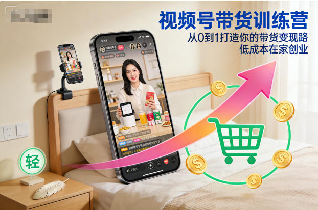 视频号带货训练营，从0到1打造你的带货变现路，低成本在家创业网赚项目-副业赚钱-互联网创业-资源整合白嫖の网赚