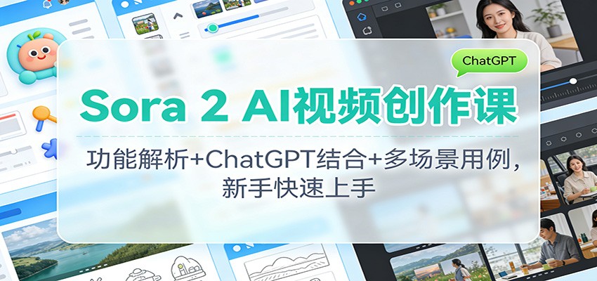 Sora2AI视频创作课：功能解析+ChatGPT结合+多场景用例，新手快速上手网赚项目-副业赚钱-互联网创业-资源整合白嫖の网赚