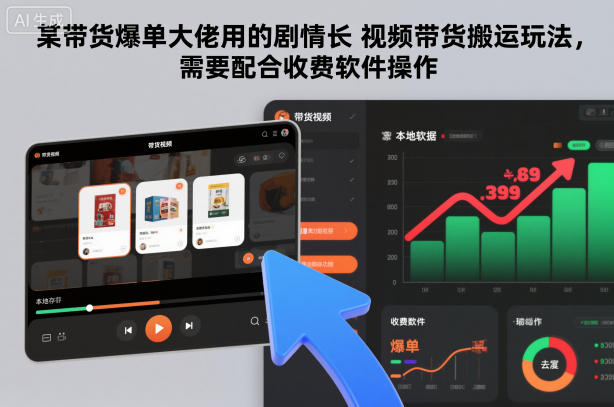 某带货爆单大佬用的剧情长视频带货搬运玩法，需要配合收费软件操作网赚项目-副业赚钱-互联网创业-资源整合白嫖の网赚
