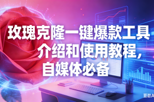 (16772期)玫瑰克隆工具,自媒体必备,一键爆款工具详细介绍和使用教程