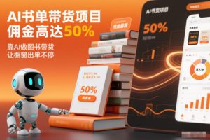 AI书单带货项目，佣金高达50%，靠AI做图书带货，让橱窗出单不停，轻松月入1W