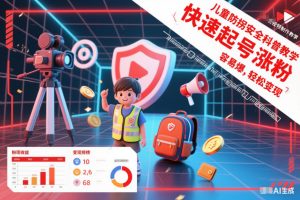 儿童防拐安全科普知识视频制作教学,快速起号涨粉,容易爆,轻松变现