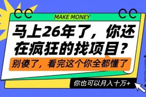 26年了,不要再疯狂的找项目了,看完这个你也可以月入十个W【揭秘】