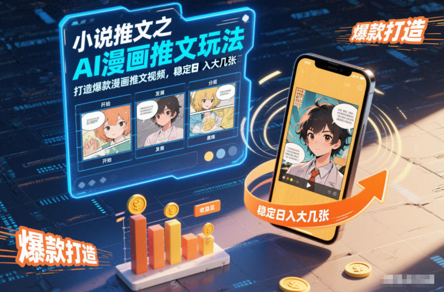 小说推文之AI漫画推文玩法，打造爆款漫画推文视频，稳定日入大几张网赚项目-副业赚钱-互联网创业-资源整合白嫖の网赚