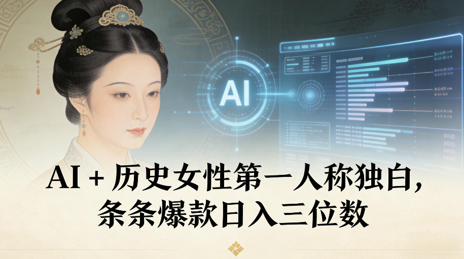 AI+历史女性第一人称独白，条条爆款日入三位数网赚项目-副业赚钱-互联网创业-资源整合白嫖の网赚