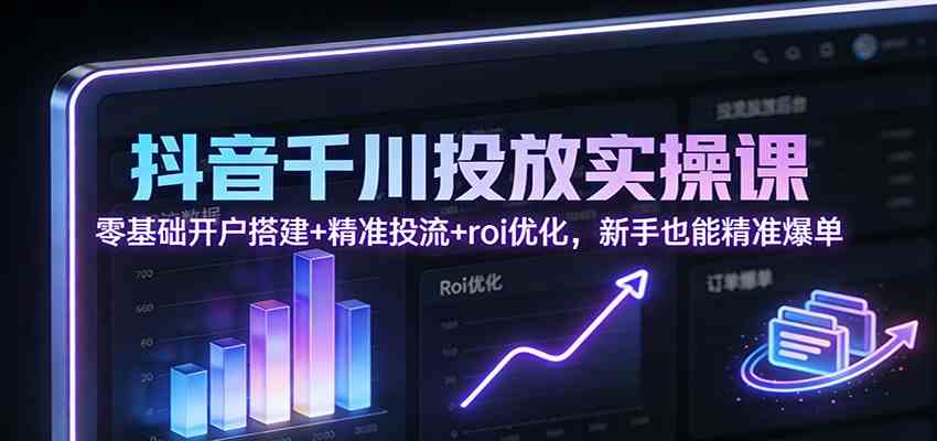 抖音千川投放实操课：零基础开户搭建+精准投流+roi优化，新手也能精准爆单网赚项目-副业赚钱-互联网创业-资源整合白嫖の网赚