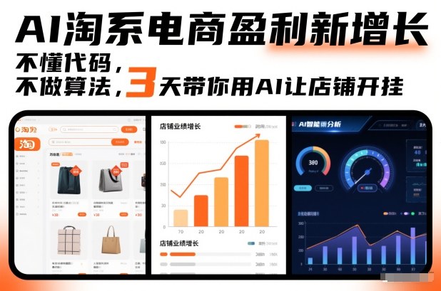 AI淘系电商盈利新增长，不懂代码，不做算法，3天带你用AI让店铺开挂网赚项目-副业赚钱-互联网创业-资源整合白嫖の网赚